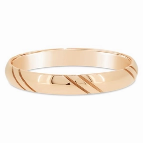 Alliance ruban bomb?? en or rose cisel??e, largeur 3 3 mm.