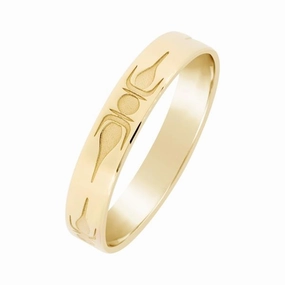 Alliance ruban en or jaune motifs fl???che faiti???re.