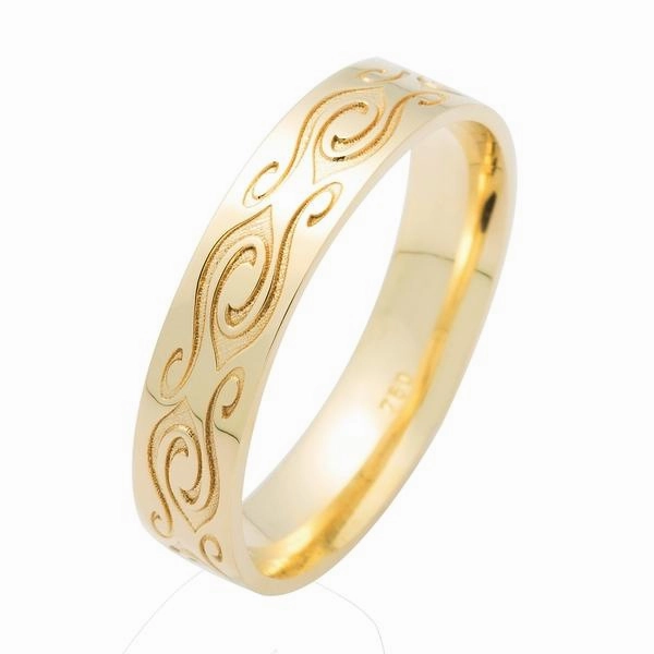 Alliance ruban grav??e en or jaune 18 carats