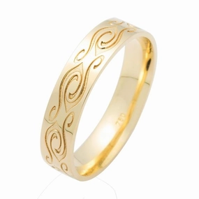 Alliance ruban grav??e en or jaune 18 carats