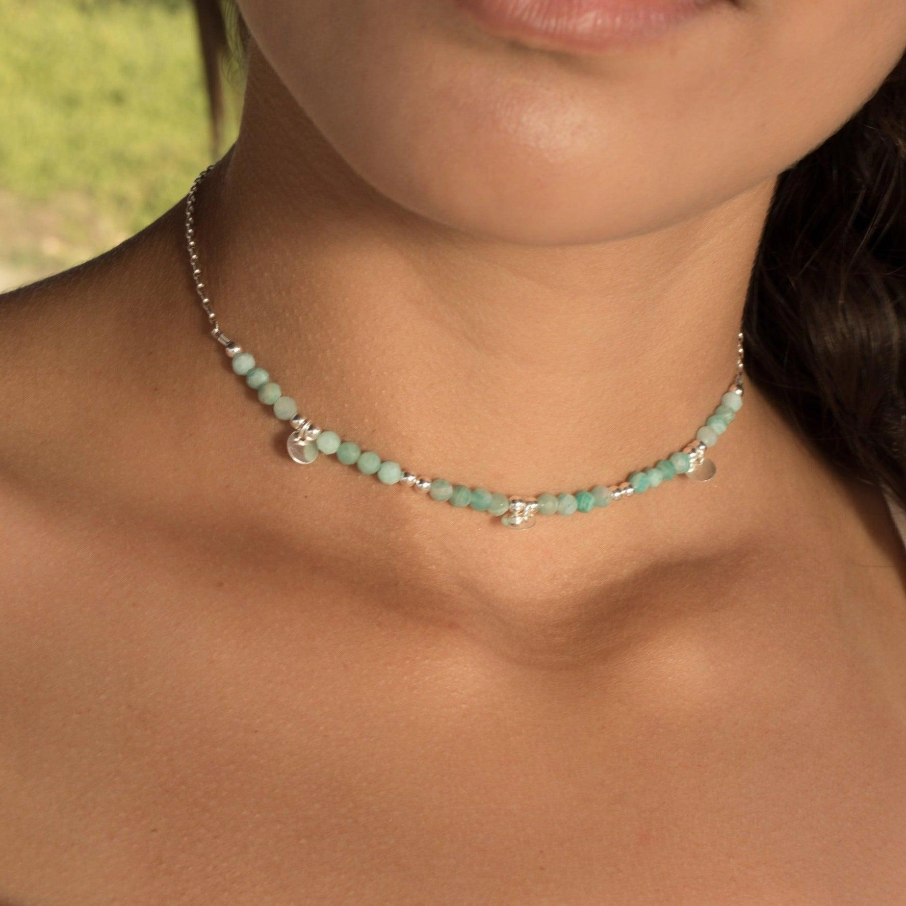 Amazonite Choker ~ Sterling Silver 925 or Gold Filled ~ MN020
