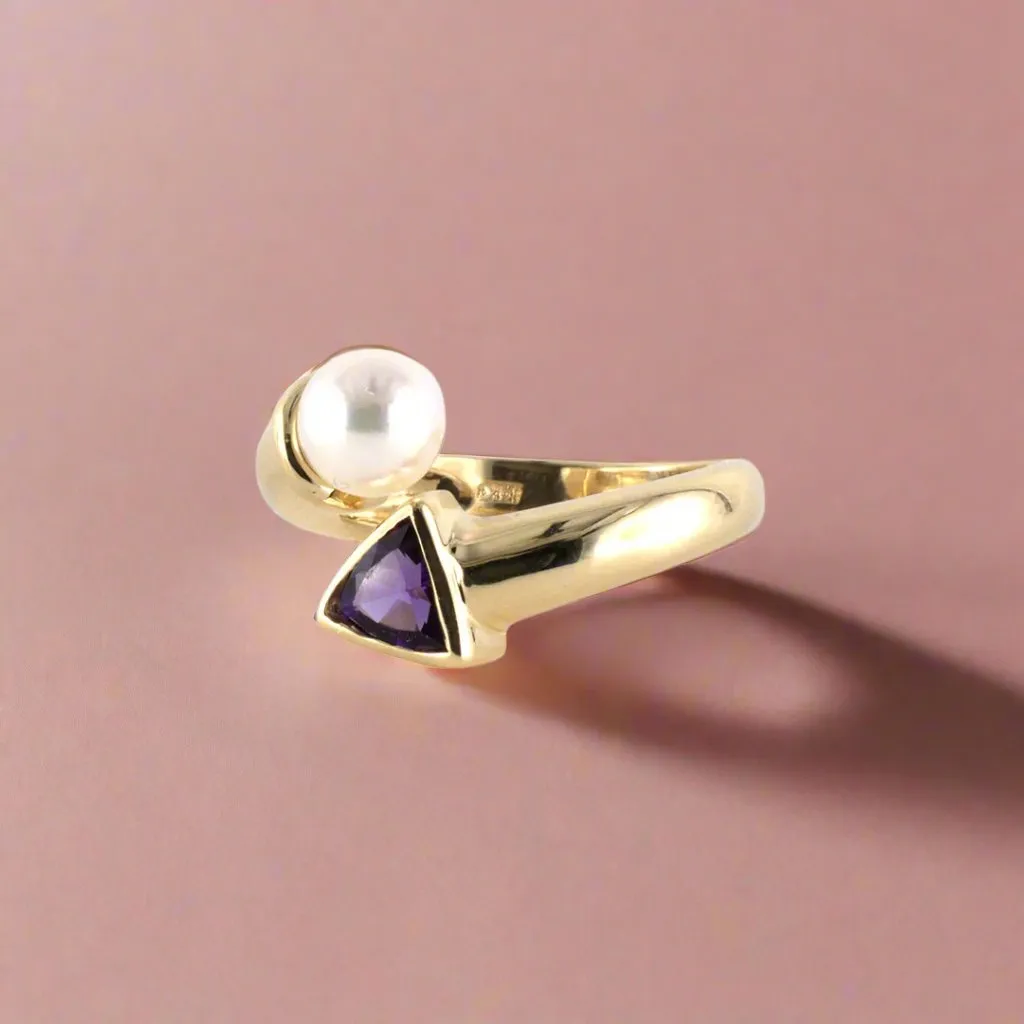 Amethyst & Pearl Bypass Ring