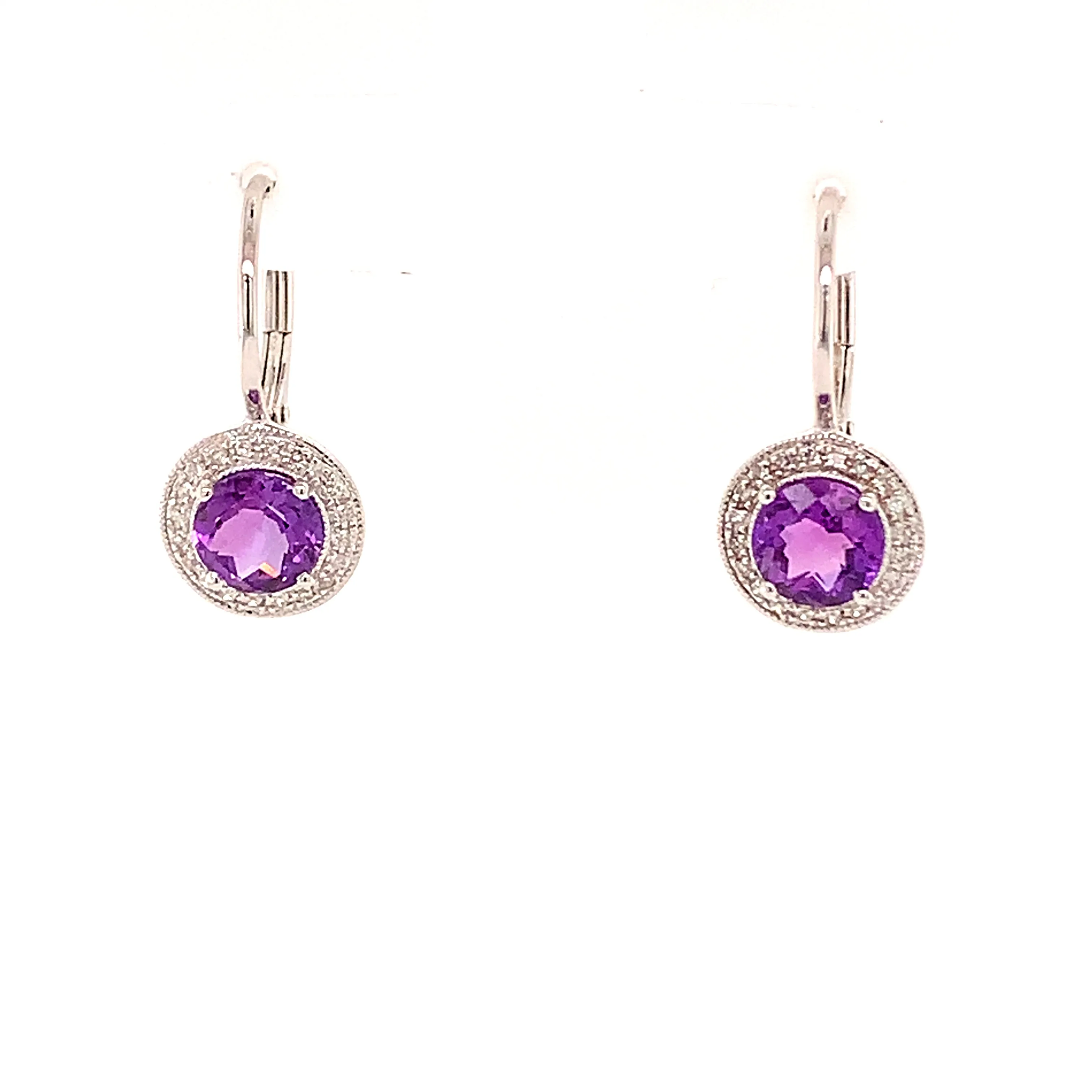 Amethyst and Diamond Drop Earrings