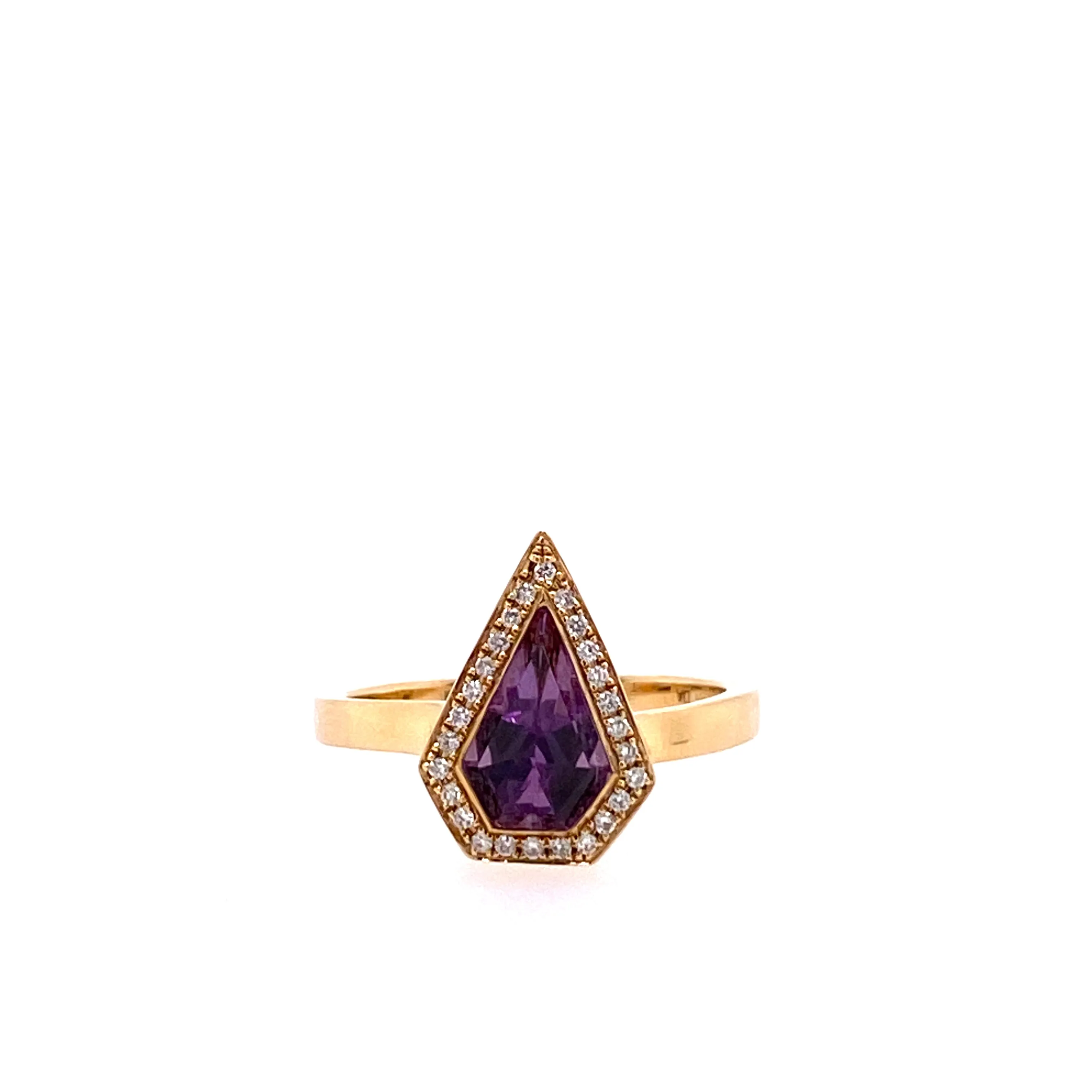 Amethyst Diamond Halo Kite Ring