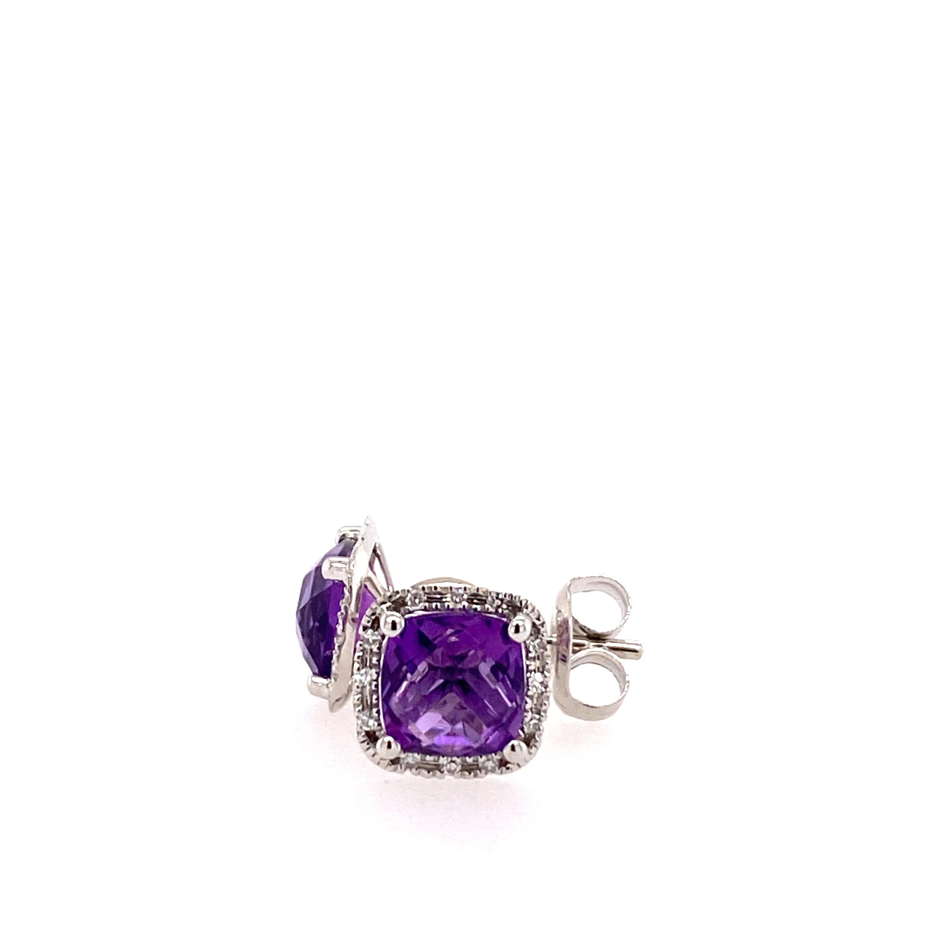 Amethyst halo stud earrings