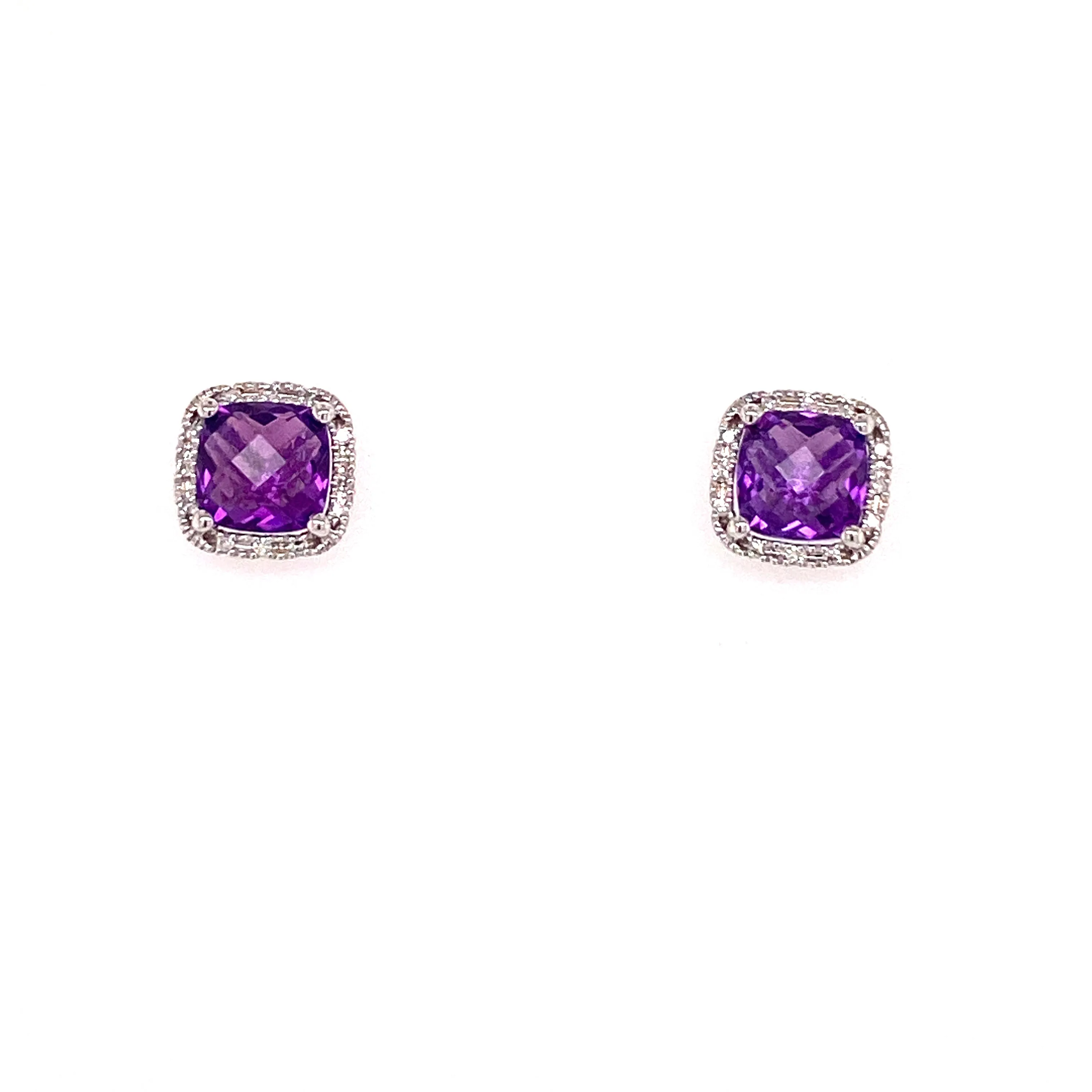Amethyst halo stud earrings