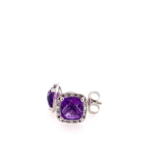 Amethyst halo stud earrings