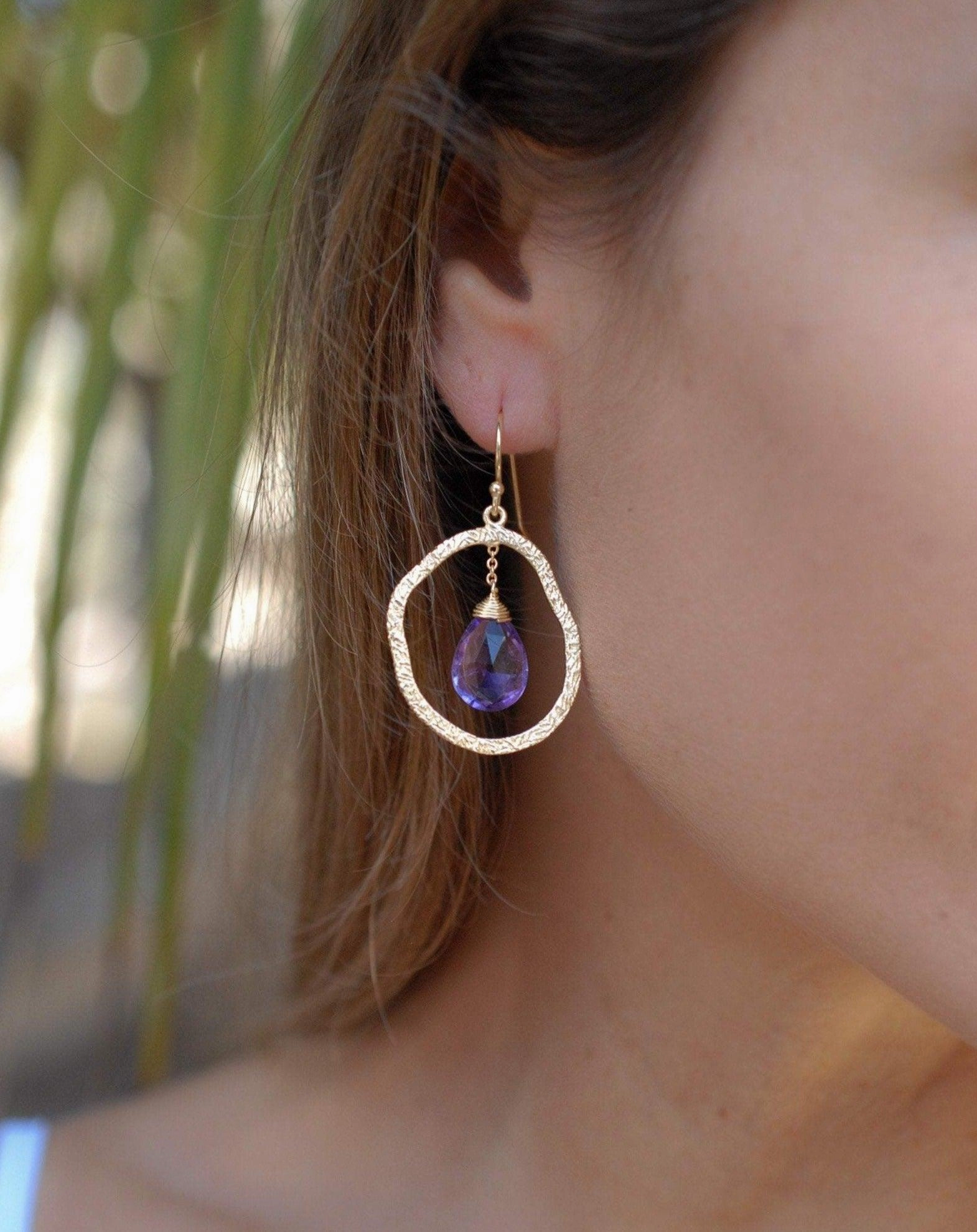 Amethyst Earrings ~18k Gold Plated~ ME018A