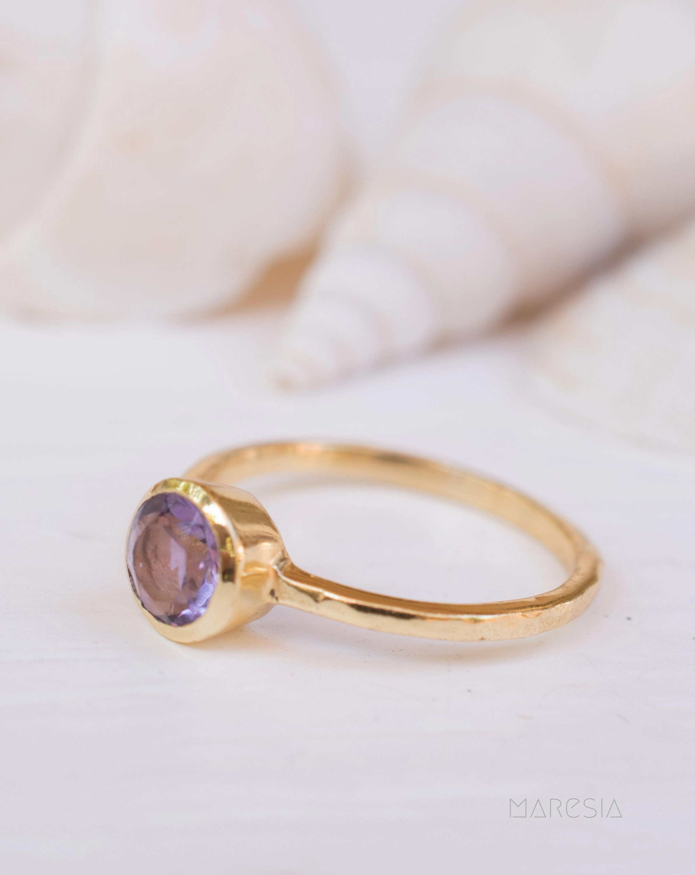 Amethyst Gold Ring ~ 18k Gold Plated ~ MR213