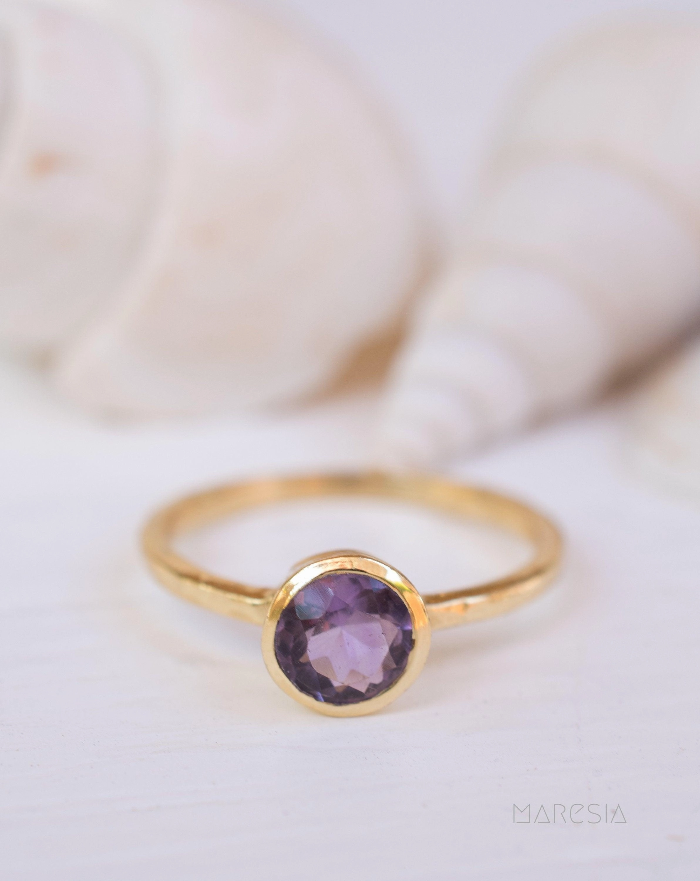 Amethyst Gold Ring ~ 18k Gold Plated ~ MR213