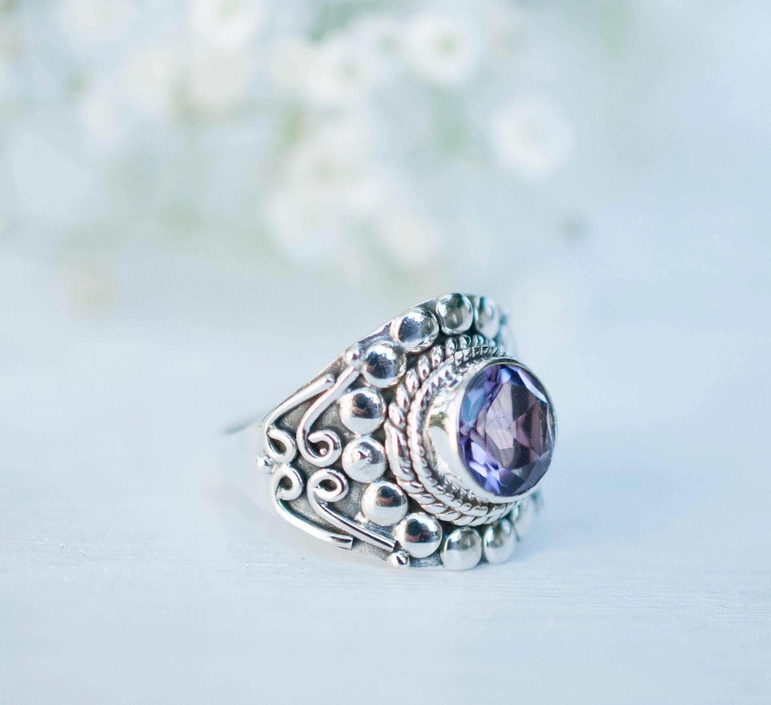 Amethyst Ring ~ Sterling Silver 925 ~MR099A