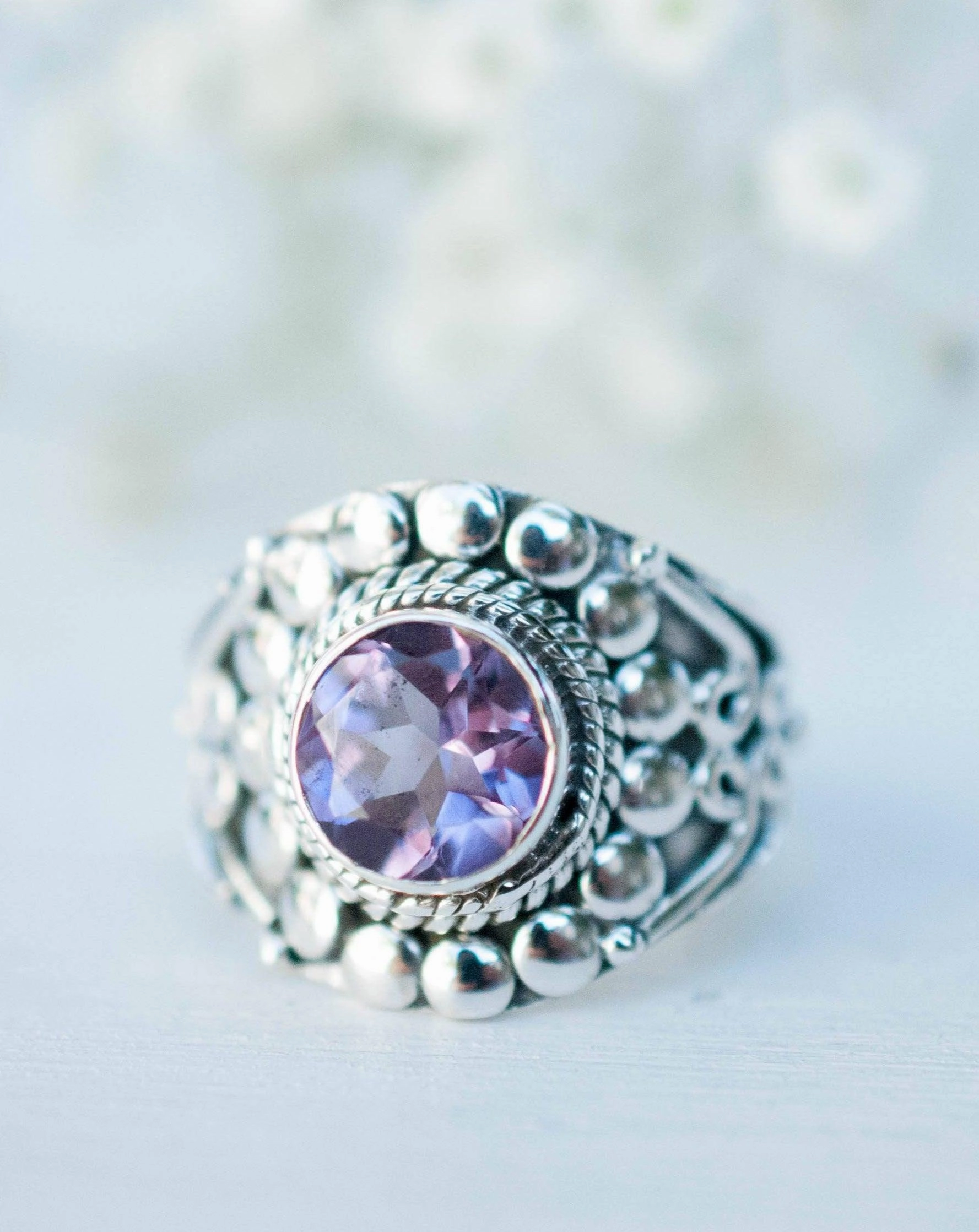 Amethyst Ring ~ Sterling Silver 925 ~MR099A