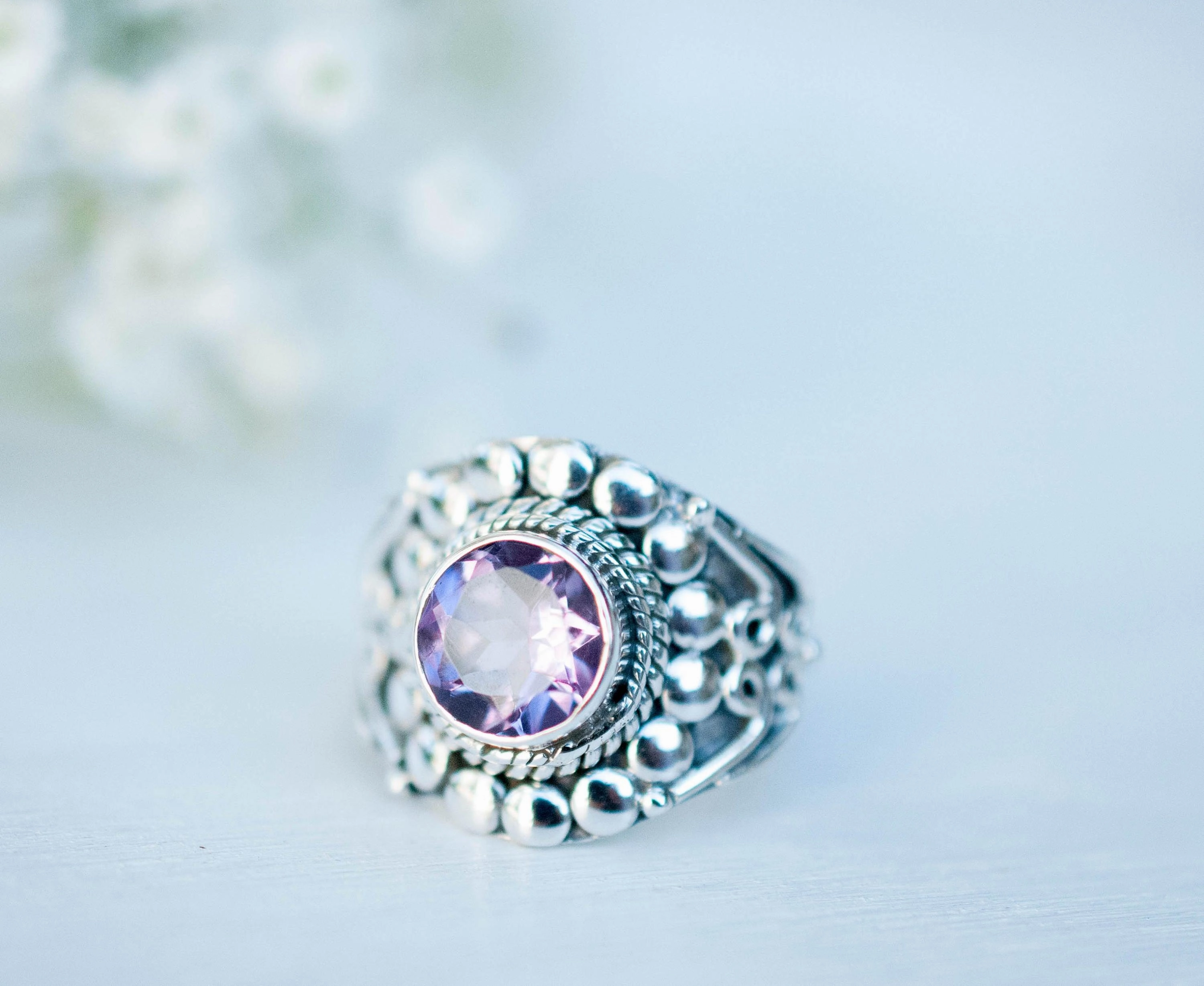 Amethyst Ring ~ Sterling Silver 925 ~MR099A