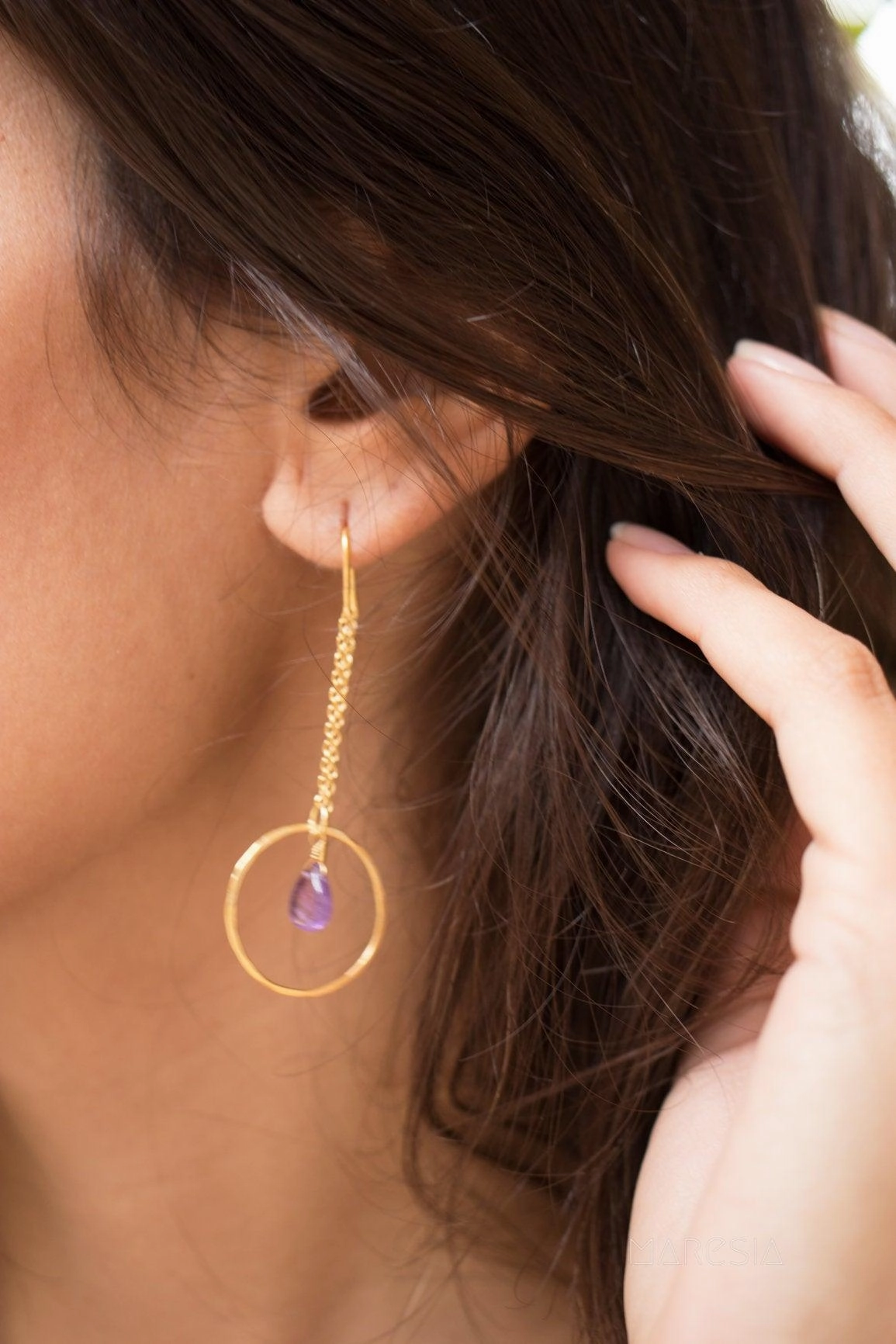 Amethyst Threader Earrings ~ Sterling Silver or Gold Vermeil ~ ME079