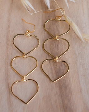 Ana Paula Heart Drop Earrings ~Gold Plated or Silver Plated ~ SME010