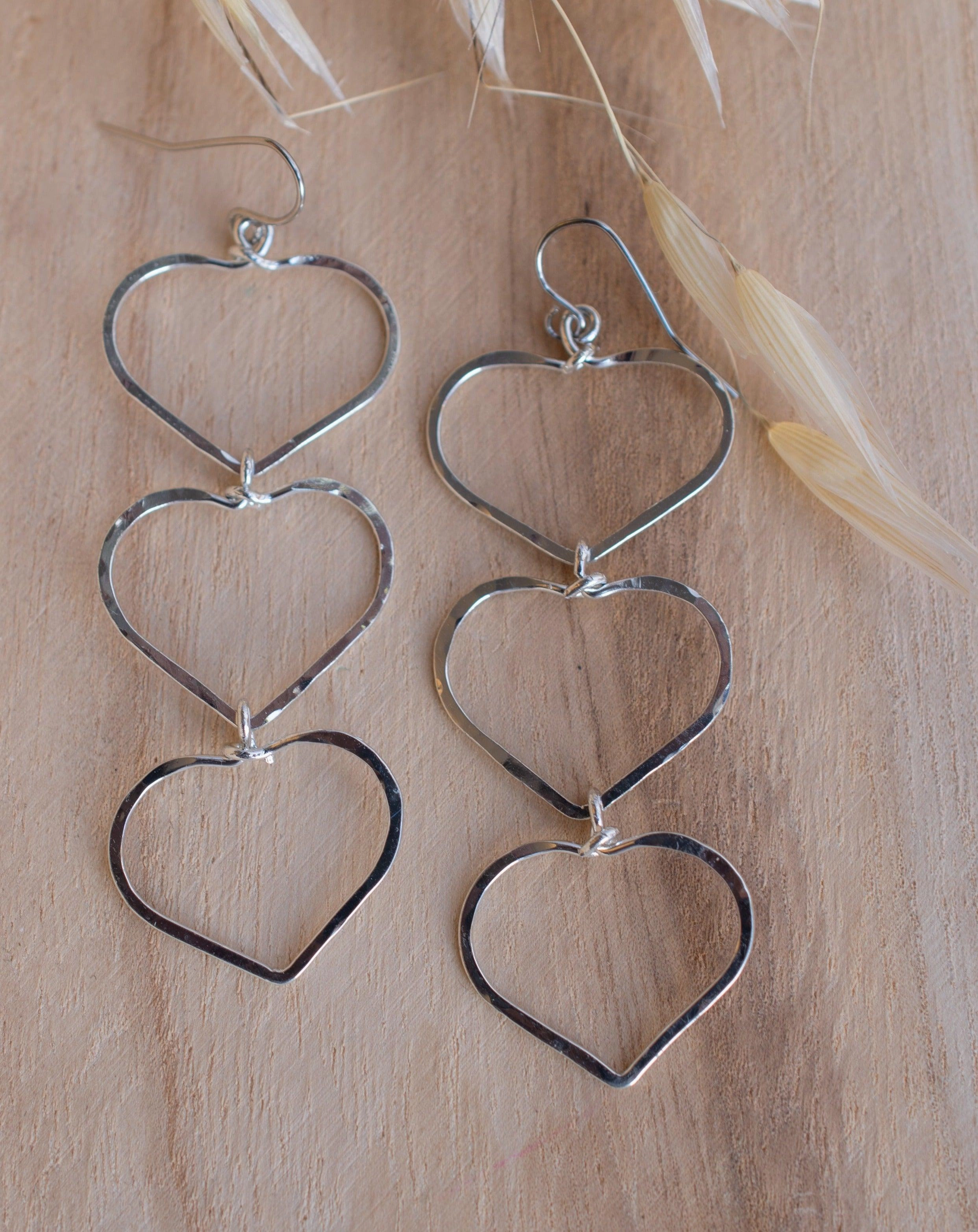 Ana Paula Heart Drop Earrings ~Gold Plated or Silver Plated ~ SME010