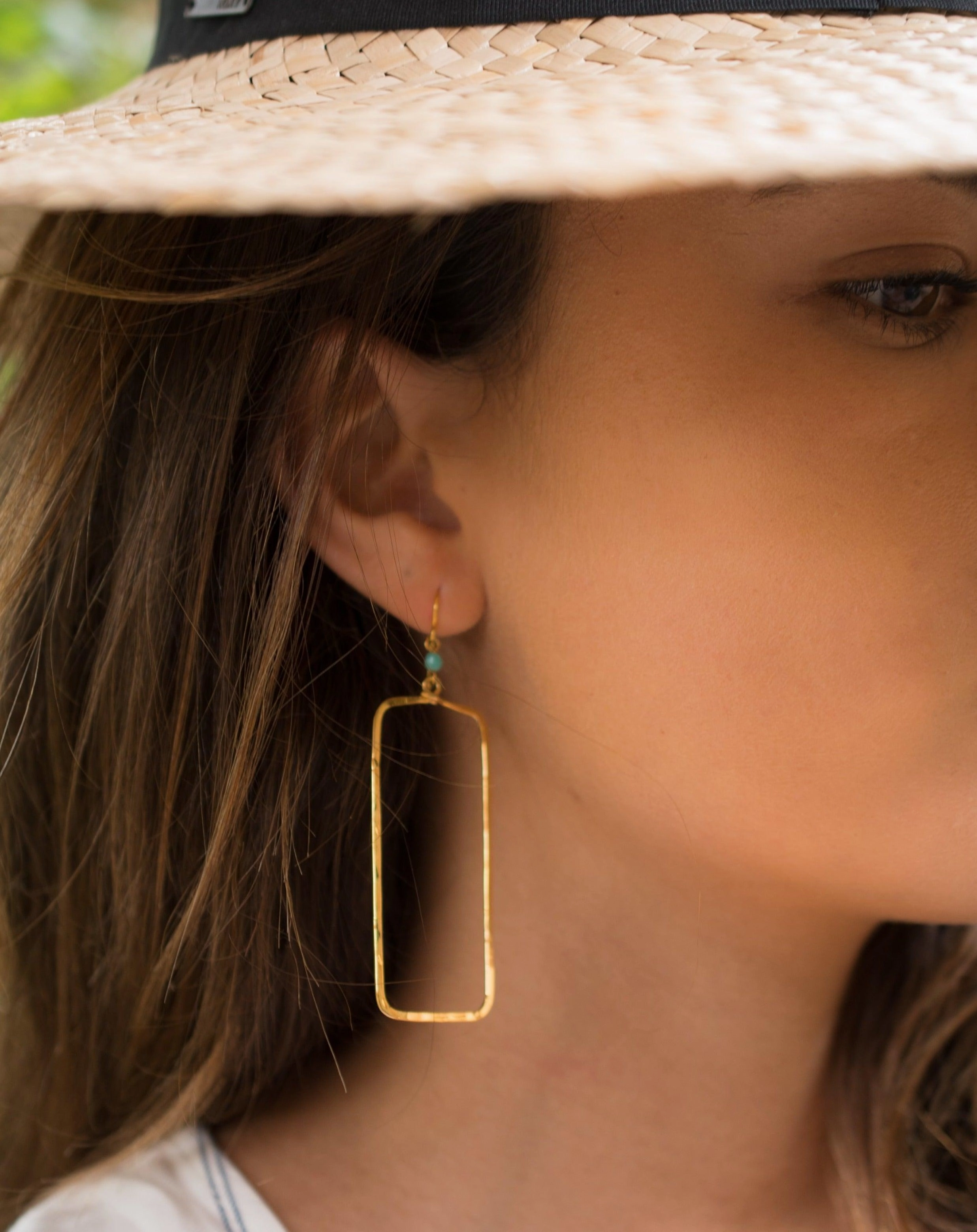 Ana Rectangular Turquoise Earrings ~Gold Plated or Silver Plated ~ SME023