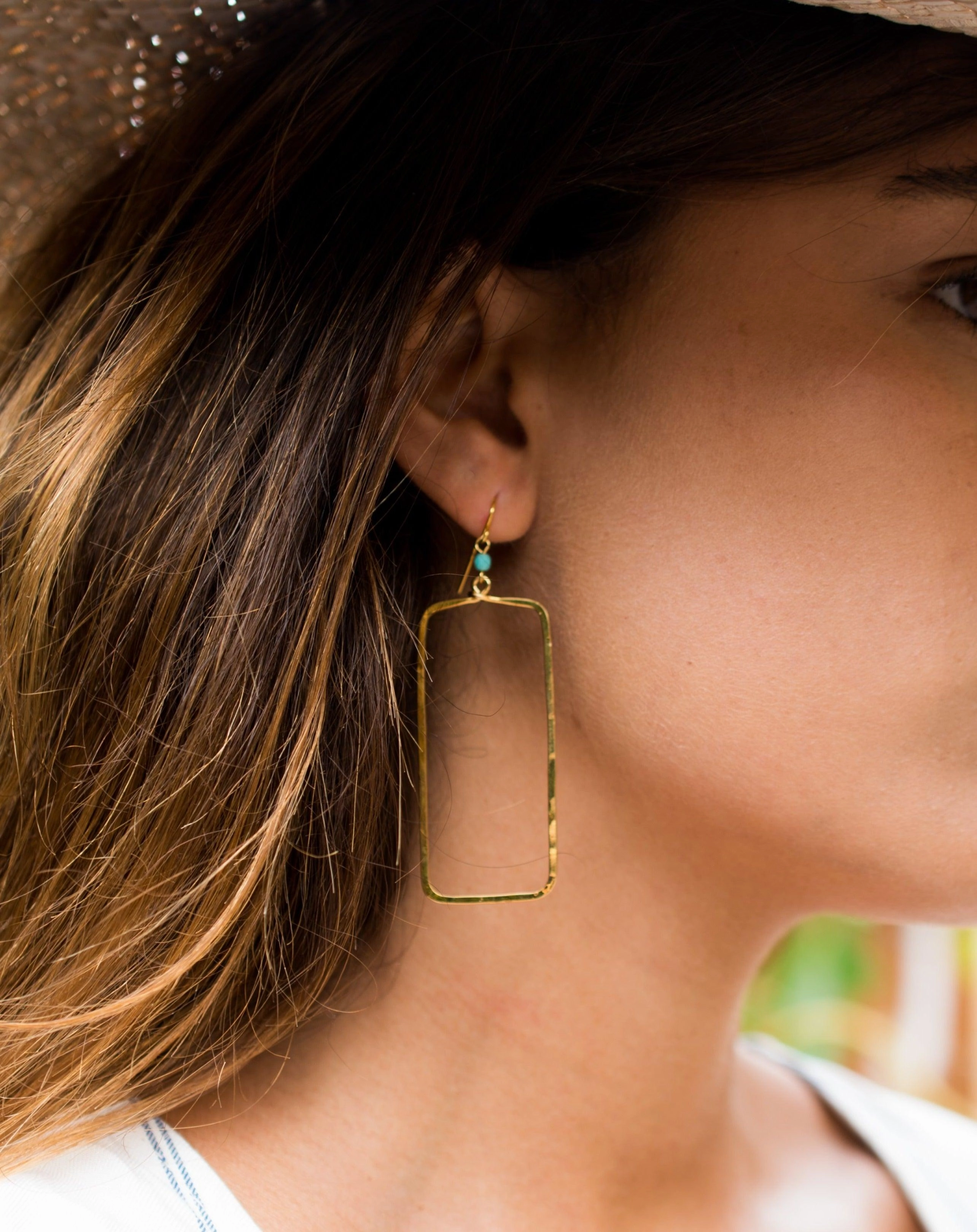 Ana Rectangular Turquoise Earrings ~Gold Plated or Silver Plated ~ SME023