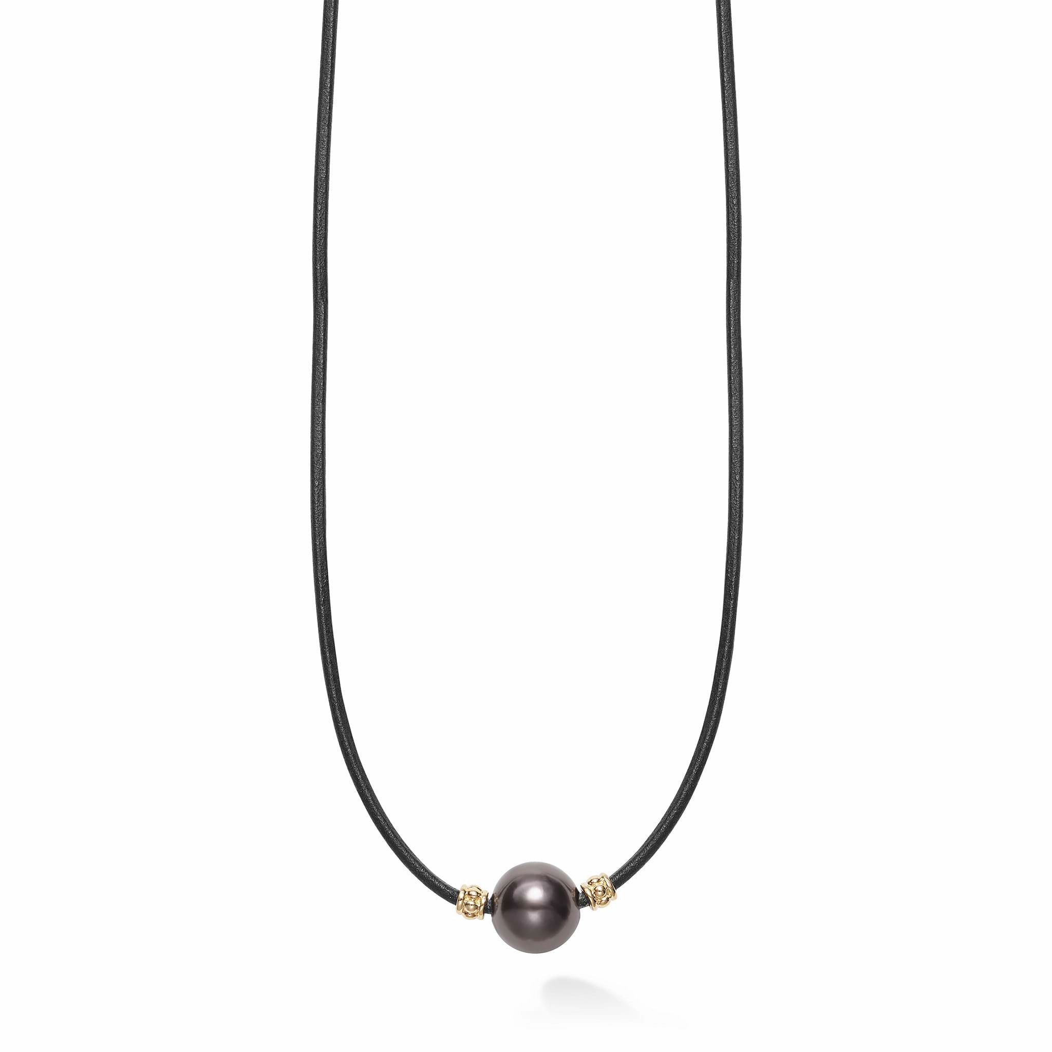 Anthem 18K Gold Single Tahitian Black Pearl Necklace