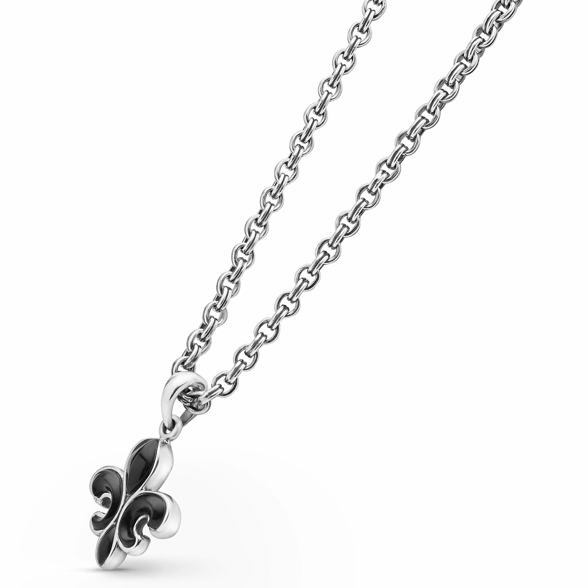 Anthem Black Agate Fleur De Lis Amulet Necklace