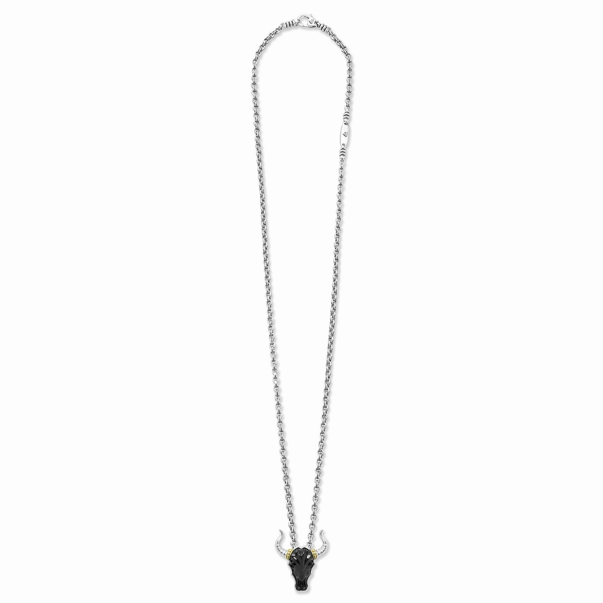 Anthem Black Agate Long Horn Amulet Necklace