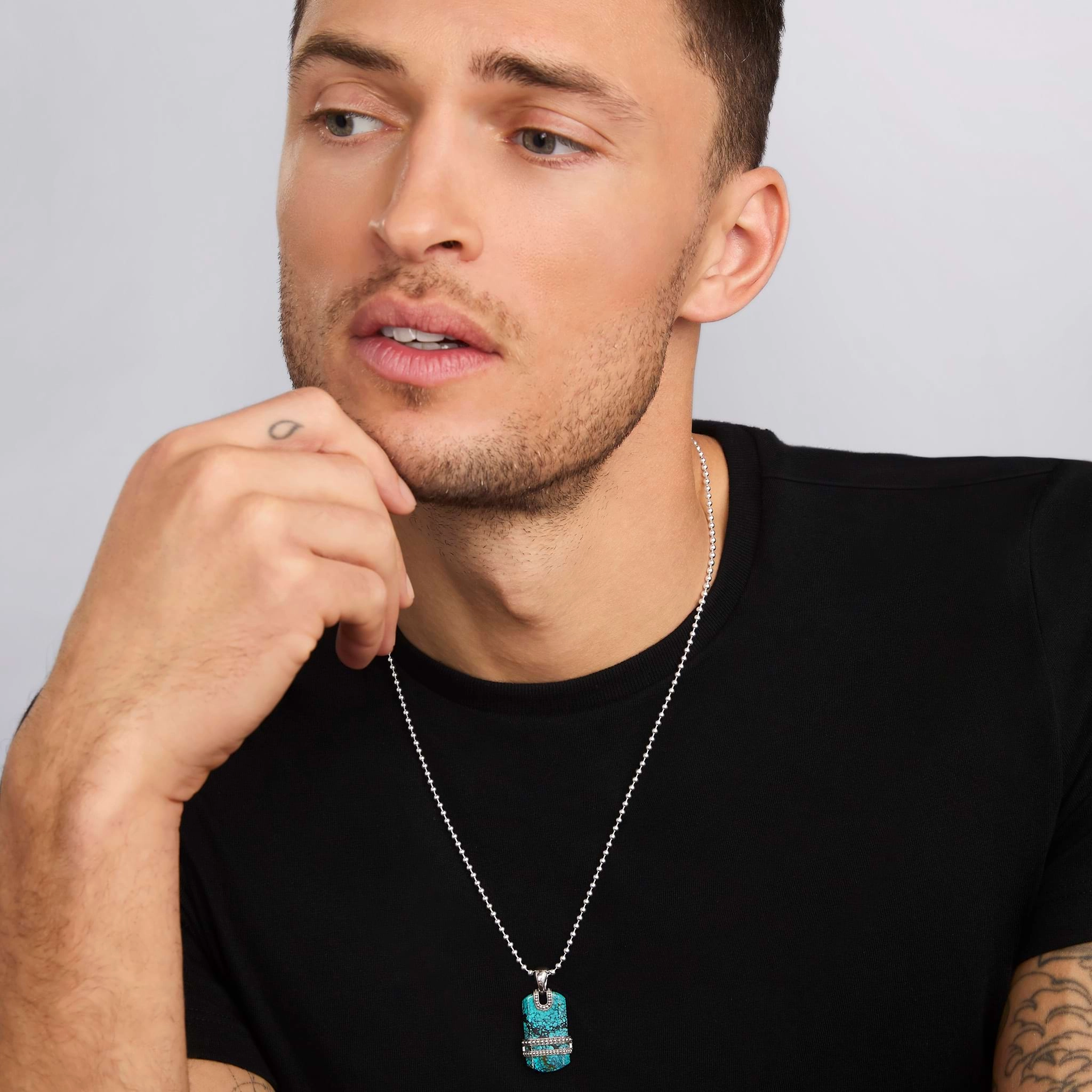 Anthem Black Turquoise Tag Amulet Necklace