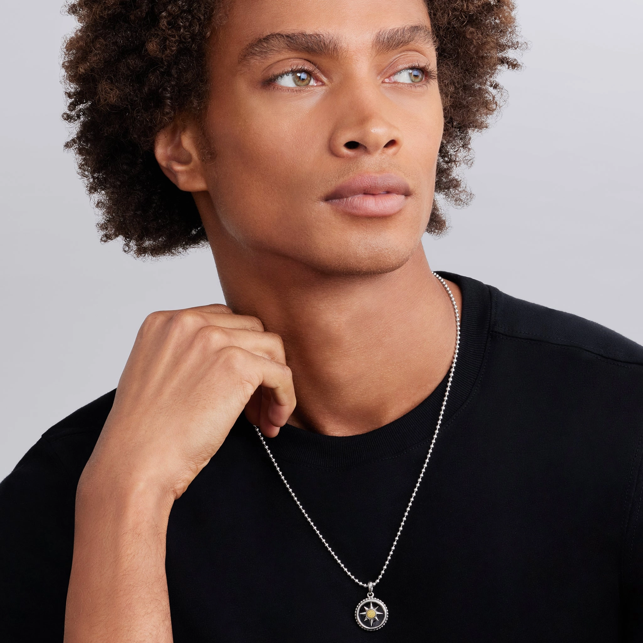 Anthem Small Two-Tone Black Agate Circle Burst Amulet