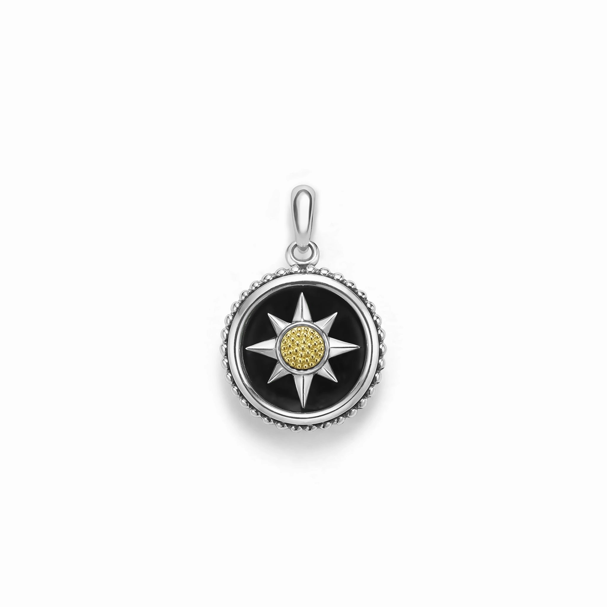 Anthem Small Two-Tone Black Agate Circle Burst Amulet