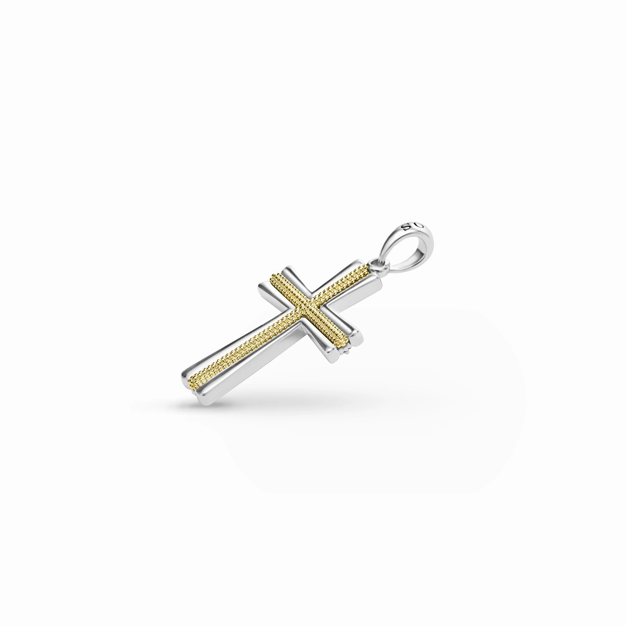 Anthem Small Two-Tone Caviar Beaded Cross Amulet