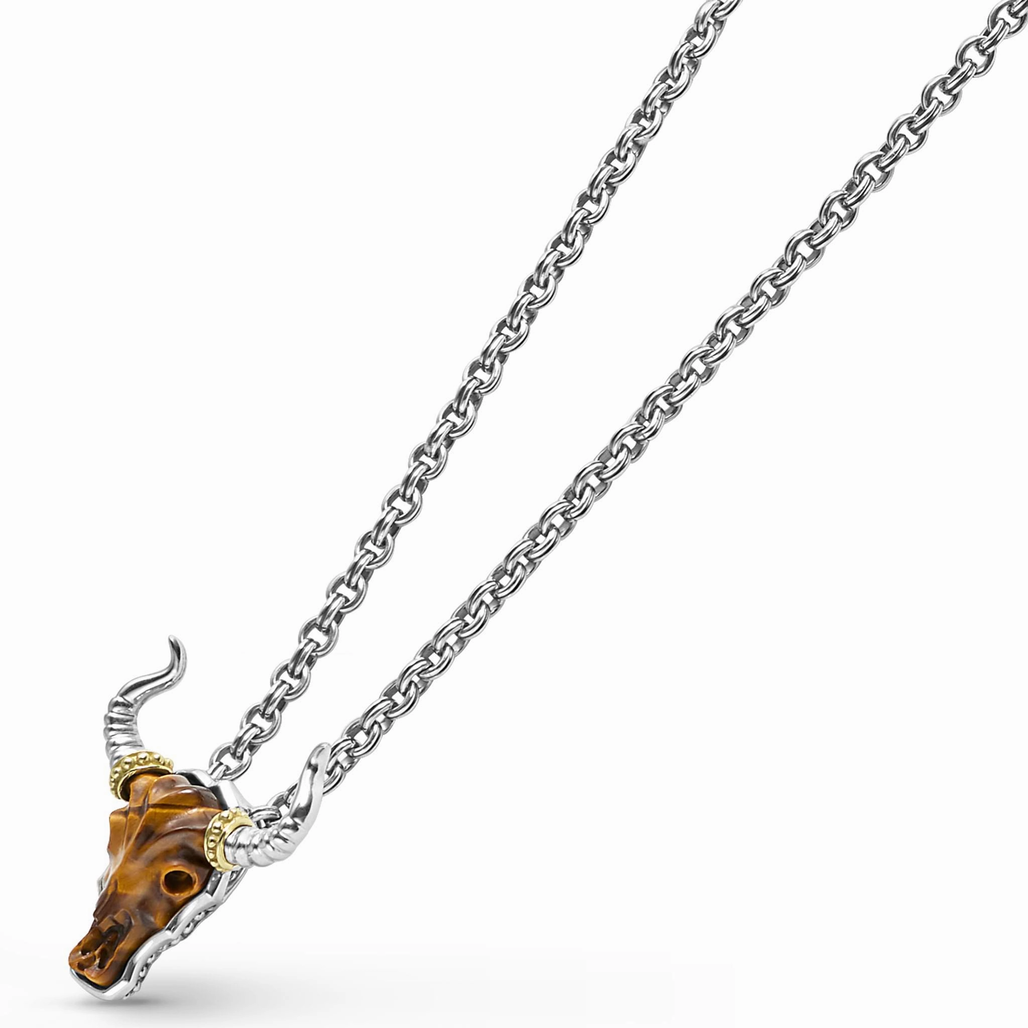 Anthem Tiger Eye Long Horn Amulet Necklace