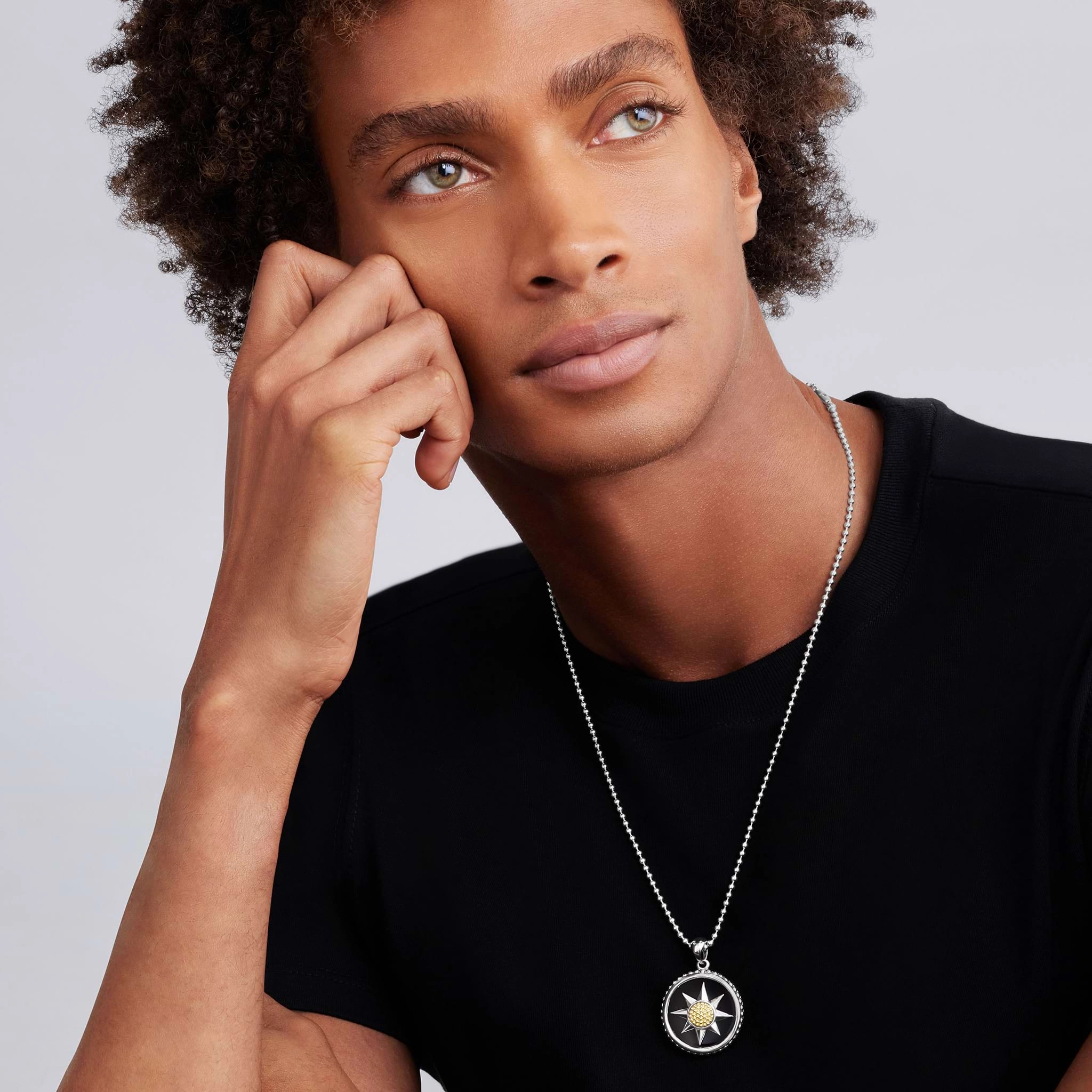 Anthem Two-Tone Black Agate Circle Burst Amulet