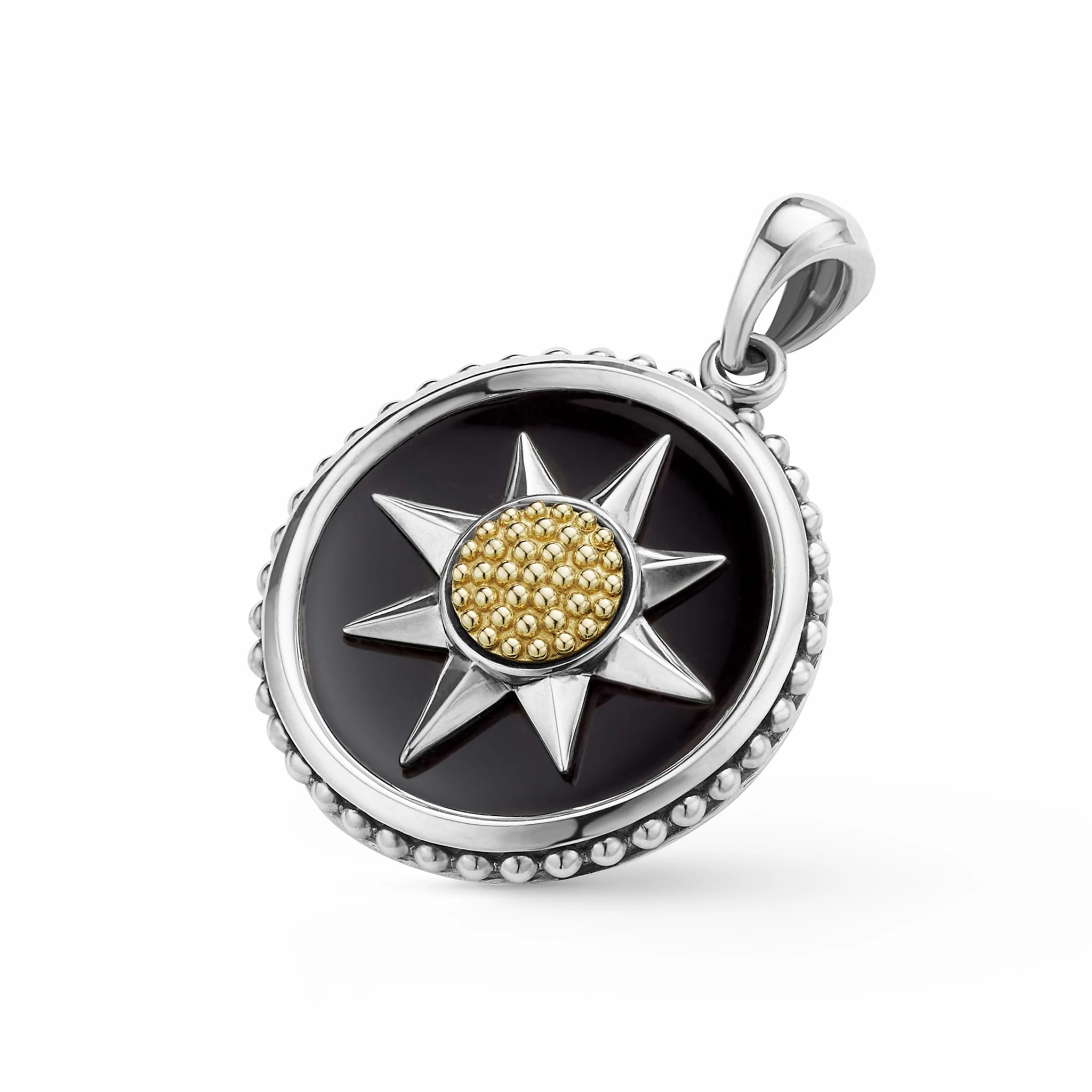 Anthem Two-Tone Black Agate Circle Burst Amulet