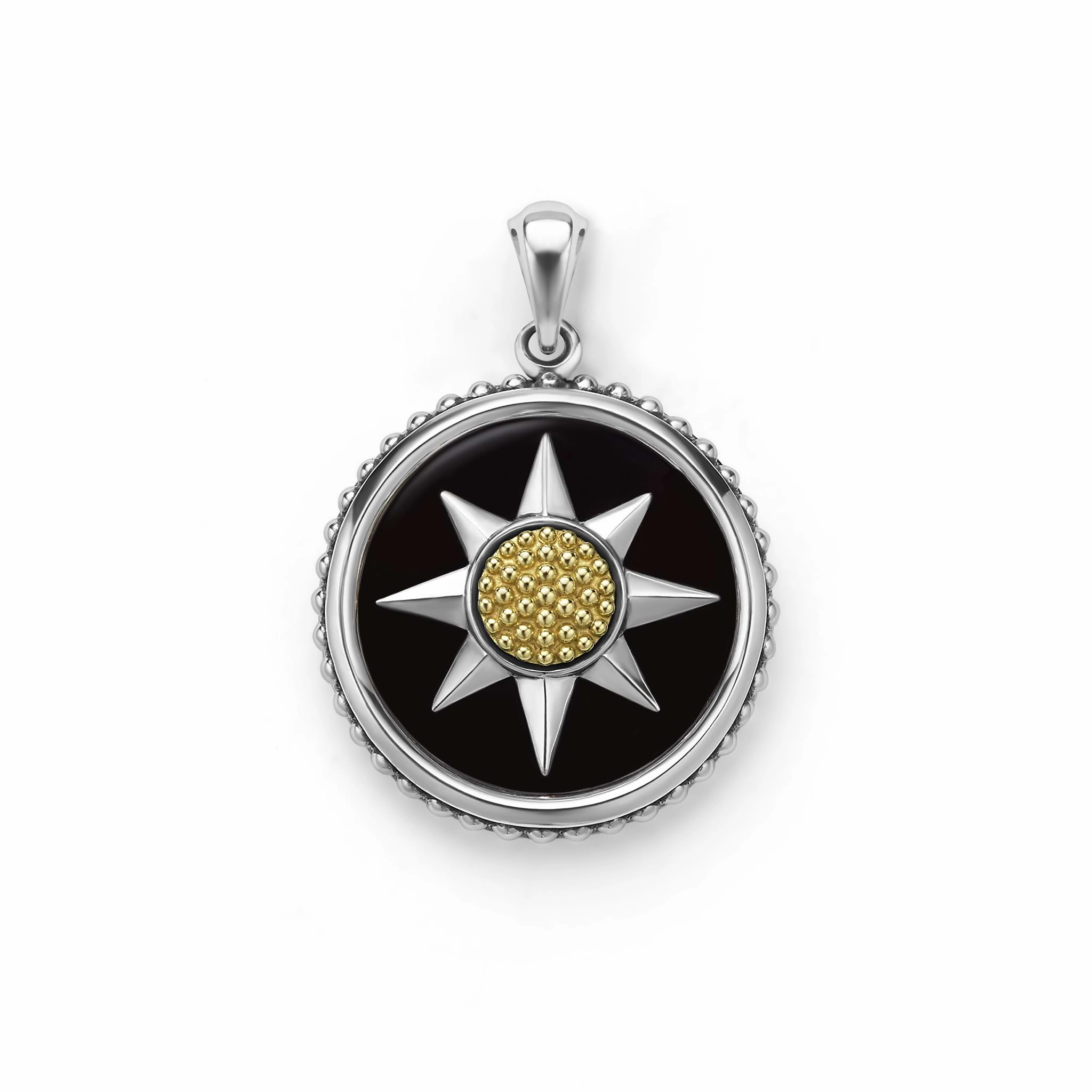 Anthem Two-Tone Black Agate Circle Burst Amulet