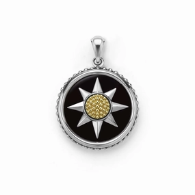 Anthem Two-Tone Black Agate Circle Burst Amulet
