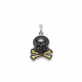Anthem Two-Tone Black Agate Skull and Bones Amulet