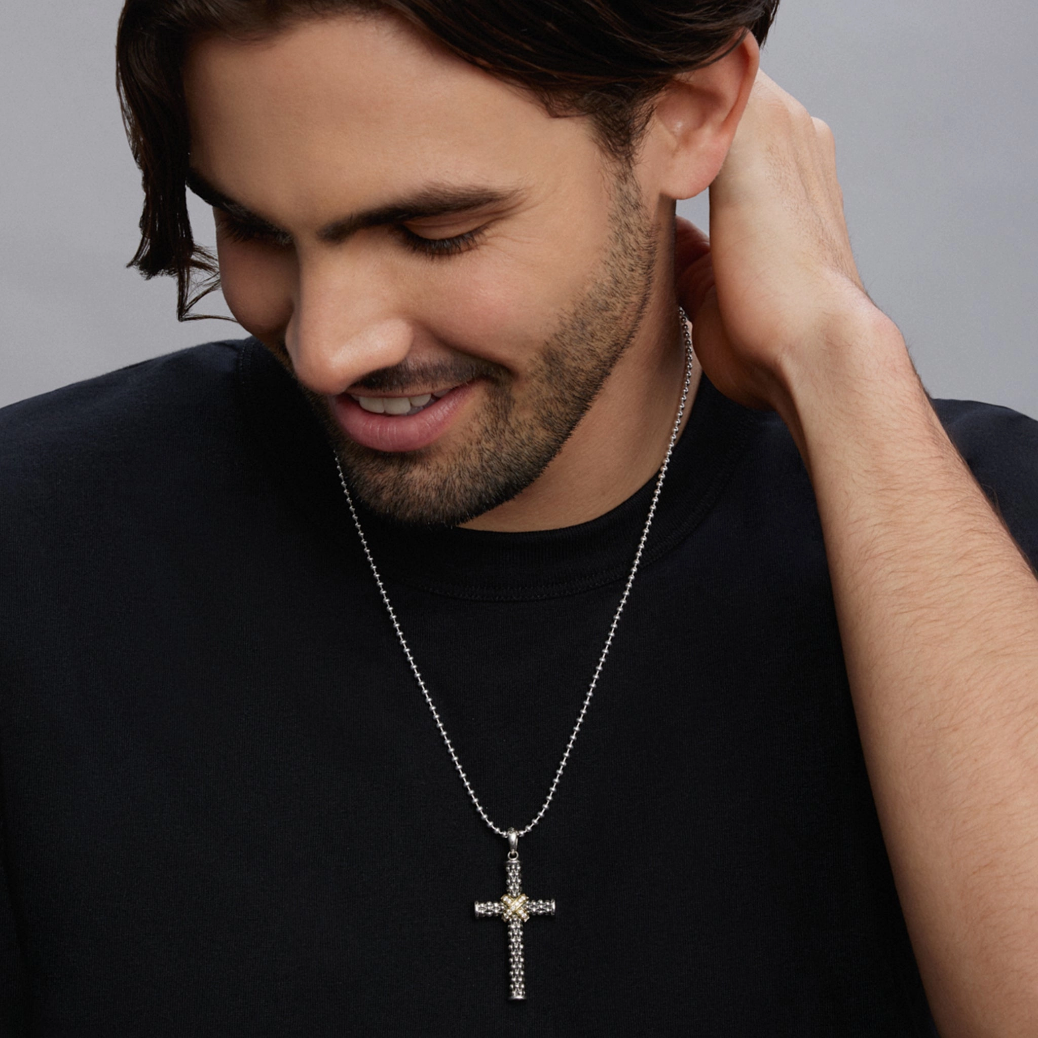 Anthem Two-Tone Diamond Cross Amulet
