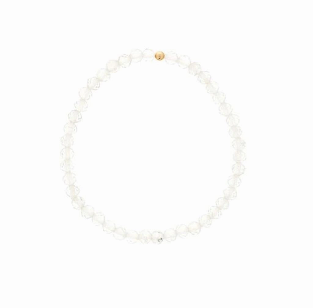 April Birthstone Bracelet: 4mm Faceted White Topaz Bracelet With Gold Filled Finishing Bead