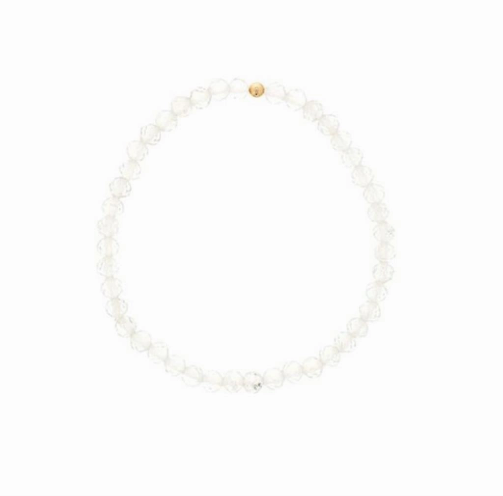 April Birthstone Bracelet: 4mm Faceted White Topaz Bracelet With Gold Filled Finishing Bead