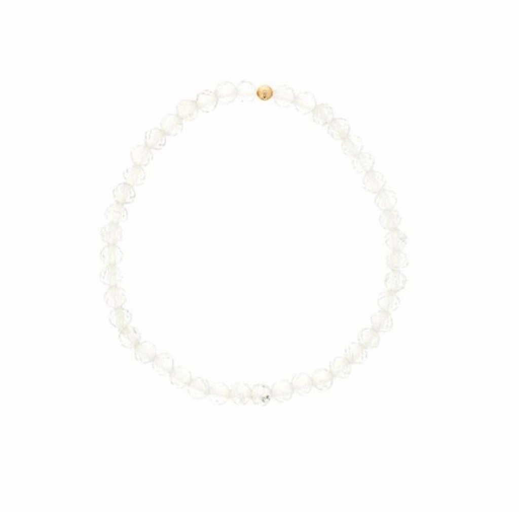 April Birthstone Bracelet: 4mm Faceted White Topaz Bracelet With Gold Filled Finishing Bead