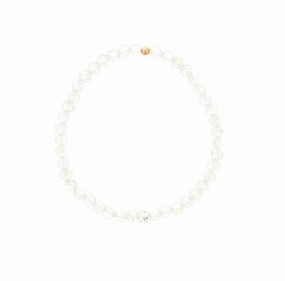 April Birthstone Bracelet: 4mm Faceted White Topaz Bracelet With Gold Filled Finishing Bead