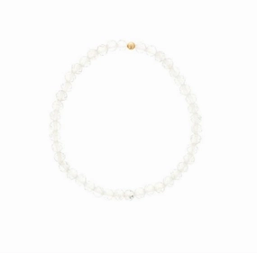 April Birthstone Bracelet: 4mm Faceted White Topaz Bracelet With Gold Filled Finishing Bead