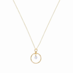 April Birthstone Necklace: Yellow Gold Filled Necklace With White Topaz Bead