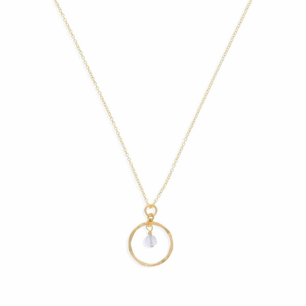 April Birthstone Necklace: Yellow Gold Filled Necklace With White Topaz Bead