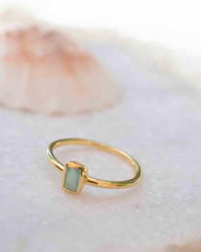 Aqua Chalcedony ~ Ring ~ 18k Gold Plated ~ MR322