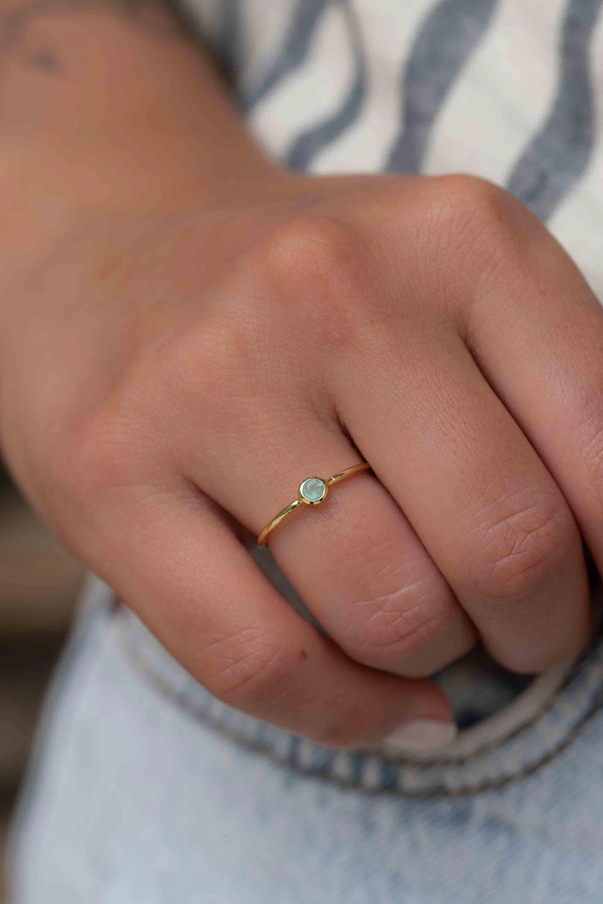 Aqua Chalcedony ~ Ring ~ 18k Gold Plated ~ MR328