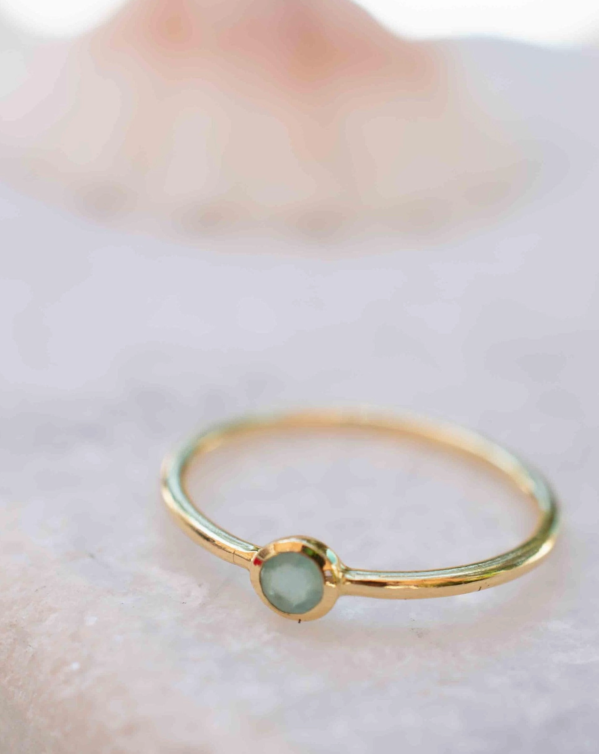 Aqua Chalcedony ~ Ring ~ 18k Gold Plated ~ MR328