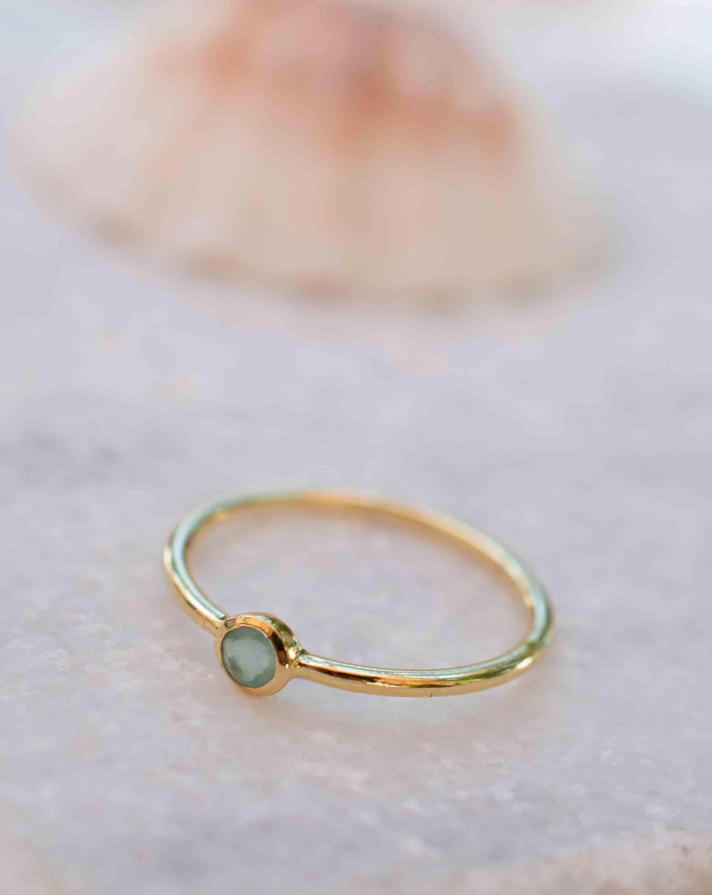 Aqua Chalcedony ~ Ring ~ 18k Gold Plated ~ MR328