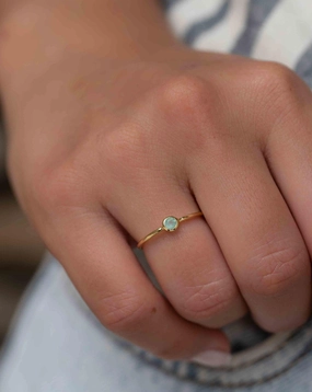 Aqua Chalcedony ~ Ring ~ 18k Gold Plated ~ MR328