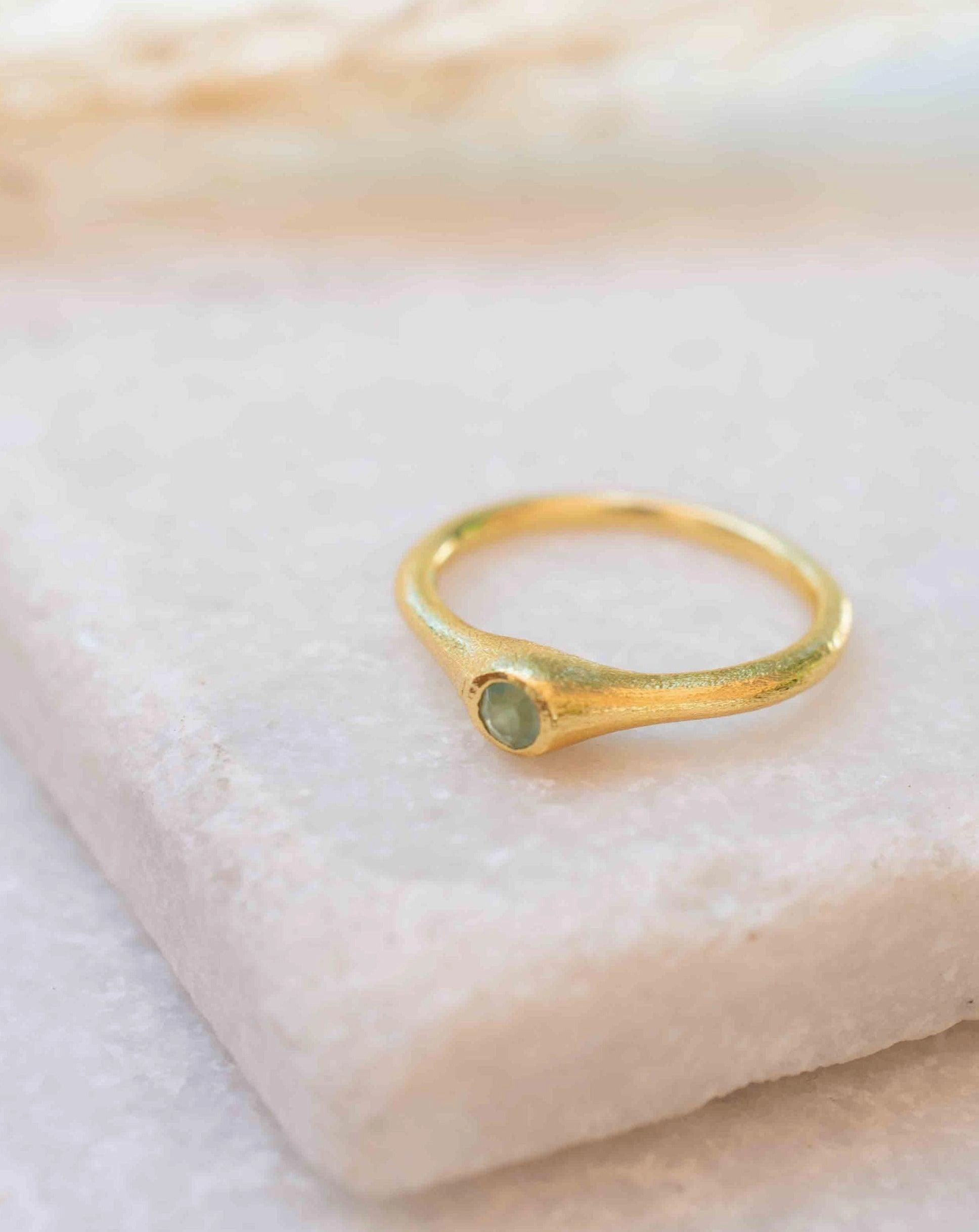Aqua Chalcedony ~ Ring ~ 18k Gold Plated ~ MR331