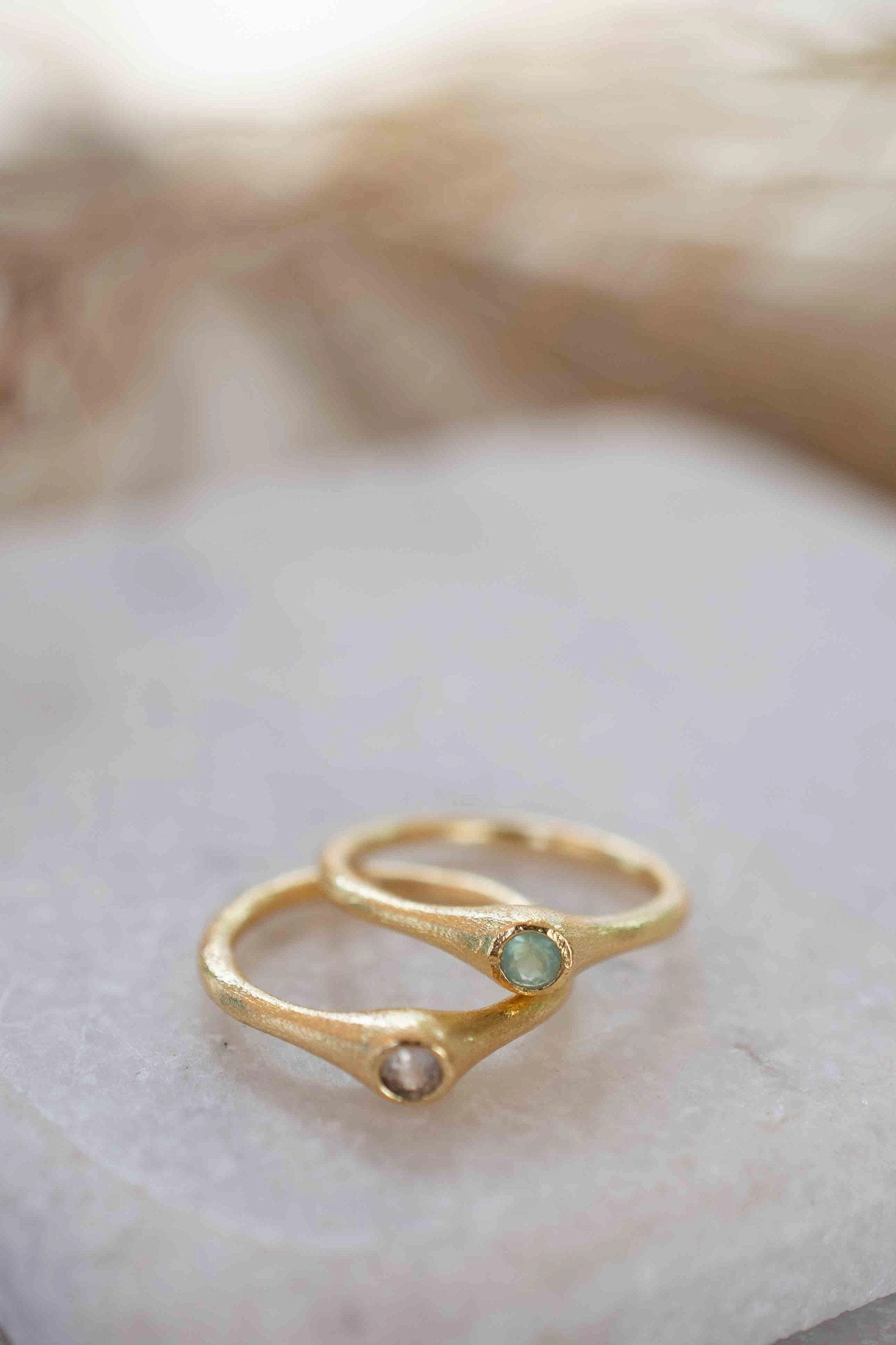 Aqua Chalcedony ~ Ring ~ 18k Gold Plated ~ MR331